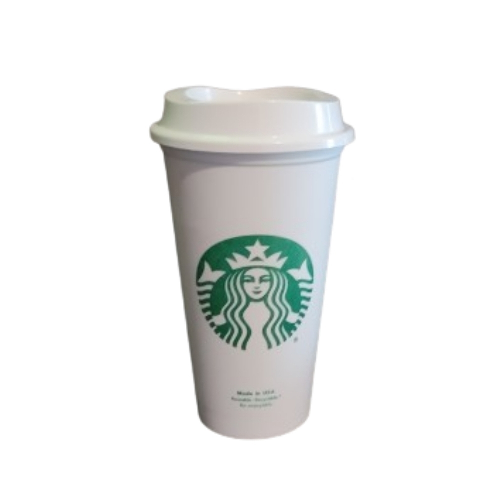 Starbucks Reusable Plastic Coffee Cup White Grande-16oz for STARBUCKS Beverages